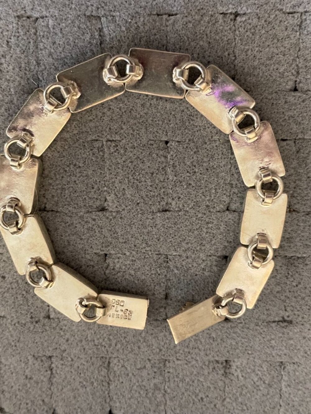 Vintage Sterling Silver Bracelet Taxco Multi Stone 7" 950 Handmade 35 grams - Picture 7 of 15